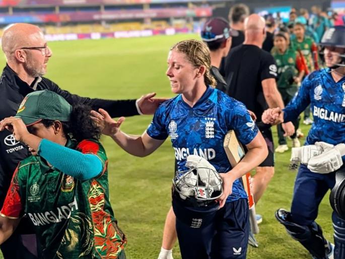 ICC Womens World Cup 2025 ENG W vs BAN Women 8th Match Heather Knight Hit Show England Women Won By 4 Wkts Against Bangladesh Women | ICC Womens World Cup 2025 : हेदर नाइटचा हिट शो! इंग्लंडनं बांगलादेशला पराभूत करत भारताला दिला धक्का