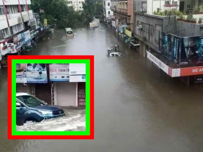 Flooded electric car takes the brunt of the damage, first time: The car will arrive at the workshop on Monday | पुरात बुडालेल्या इलेक्ट्रिक कारचे सर्वाधिक नुकसान, पहिलीच वेळ : सोमवारी कार वर्कशॉपमध्ये येणार