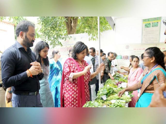 Banquet of wild vegetables for Nagpur people; Participation of women's self-help groups | नागपूरकरांना रानभाज्यांची मेजवाणी; महिला बचत गटांचा सहभाग  Banquet of wild vegetables for Nagpur people; Participation of women's self-help groups | नागपूरकरांना रानभाज्यांची मेजवाणी; महिला बचत गटांचा सहभाग