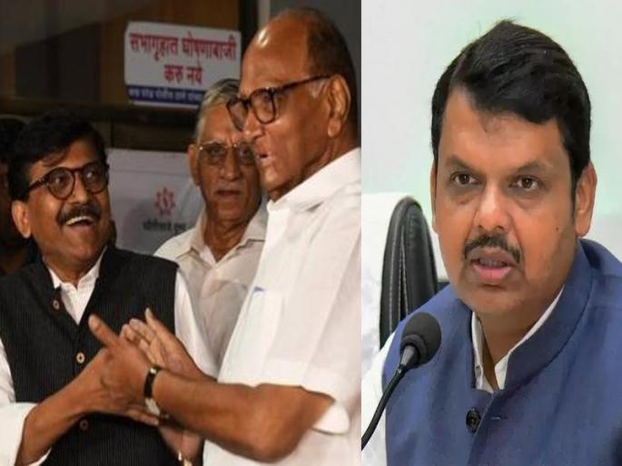 Shiv Sena leader Sanjay Raut has criticized former Chief Minister Devendra Fadnavis | 'शरद पवार तुम्हाला मुलाखत देतात की नाही बघूया'; संजय राऊतांचे फडणवीसांना आव्हान Shiv Sena leader Sanjay Raut has criticized former Chief Minister Devendra Fadnavis | 'शरद पवार तुम्हाला मुलाखत देतात की नाही बघूया'; संजय राऊतांचे फडणवीसांना आव्हान