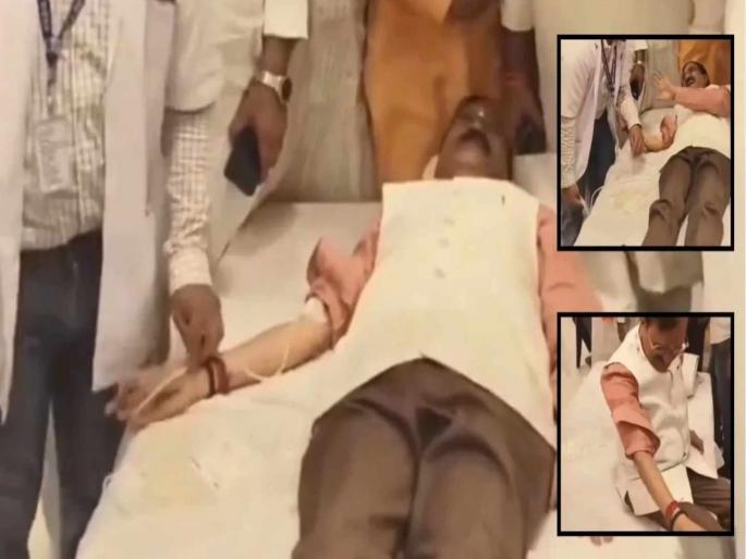 Fake blood donation on PM Modi birthday BJP leader returned after taking photo video goes viral | VIDEO: PM मोदींच्या वाढदिवसानिमित्त खोटं खोटं रक्तदान; फोटो काढून निघून गेले भाजपचे महापौर Fake blood donation on PM Modi birthday BJP leader returned after taking photo video goes viral | VIDEO: PM मोदींच्या वाढदिवसानिमित्त खोटं खोटं रक्तदान; फोटो काढून निघून गेले भाजपचे महापौर