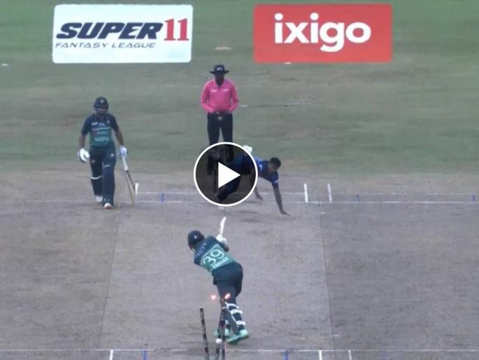 Pakistan vs Sri Lanka Live Marathi : Fakhar dismissed for 4 from 11 balls, Pramod Madushan take wickets, PAK 9/1 (4.2 overs), Video | श्रीलंकेचा गोलंदाज पडला, पण अचूक चेंडू टाकून पाकिस्तानी फलंदाजाचा दांडा उडवला, Video