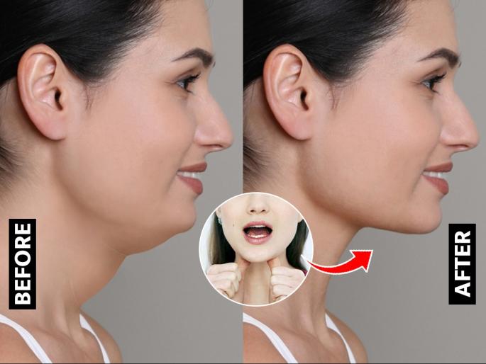 3 Easy Yoga Poses for Double Chin Problem : Double chin makes you look too fat? Give just 5 minutes every day, you will see a beautiful curved neck... | डबल चिनमुळे चेहरा खूप जाडजूड दिसतो? रोज स्वत:ला द्या फक्त ५ मिनिटं, हनुवटी दिसेल निमूळती शार्प