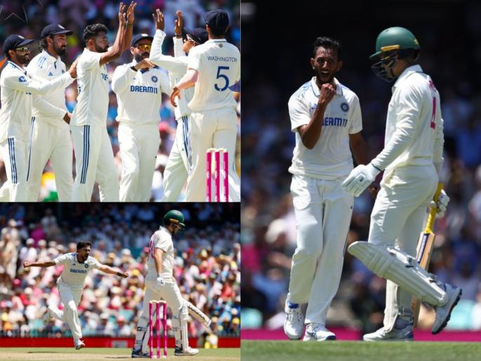 Australia vs India 5th Test Day 2 AUS 181 all out IND leads by 4 runs Mohammed Siraj Prasidh Krishna pick three wickets each | AUS vs IND : ऑस्ट्रेलिया १८१ धावांत All Out! सिराजसह प्रसिद्ध कृष्णाही चमकला
