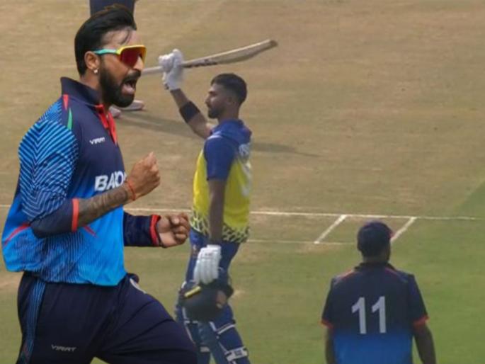 Vijay Hazare Trophy 2024-25 Devdutt Padikkal Century Karnataka Beats Krunal Pandya Baroda in last over thriller And book place in semifinal | शेवटच्या ओव्हरमध्ये पांड्याच्या संघानं जोर लावला; पण २ विकेट्स गमावल्यामुळं सेमीचं समीकरण फिरलं