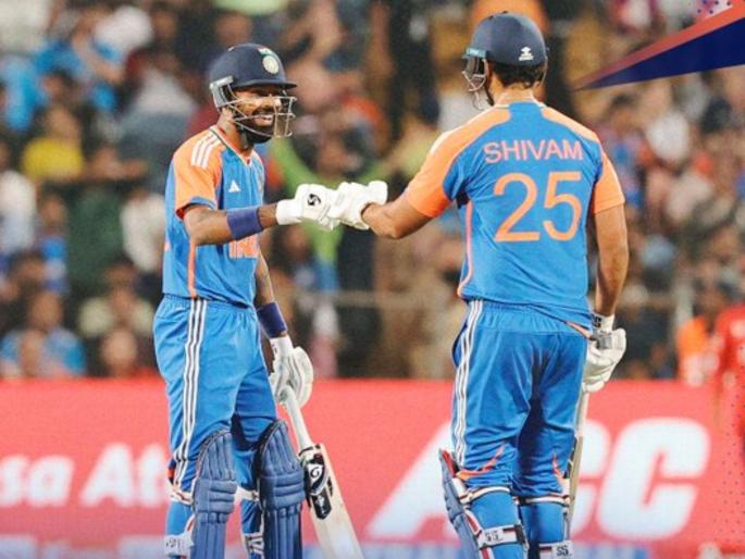 India vs England 4th T20I Hardik Pandya And- Shivam Dube Partnership 87 Runs For Sixth Wicket 2nd Highest For Indian In T20I Six Or Lower See Record | ...अन् शिवम दुबेच्या साथीनं पांड्याने मोडला कोहलीसोबत सेट केलेला विक्रम