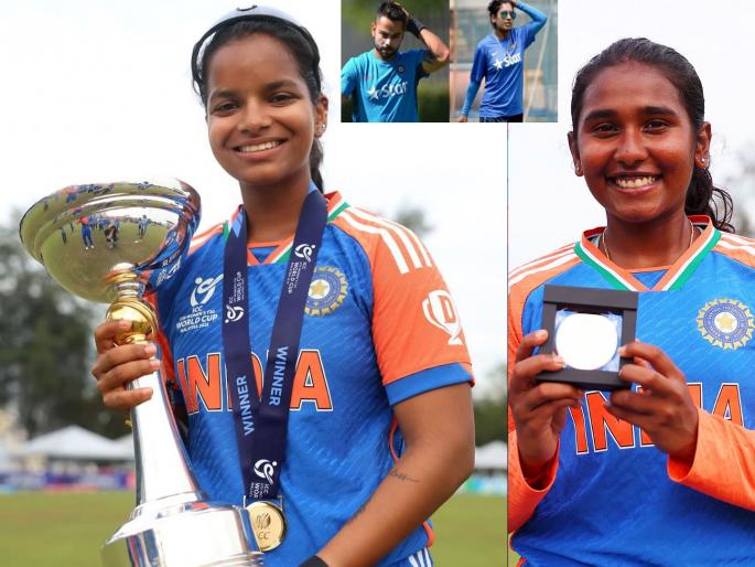 India's ICC Women's U19 T20WorldCup champions get a grand welcome in Hyderabad Drithi Kesari says Virat Kohli has inspired me And Gongadi Trisha Says Mithali Raj is my idol | वर्ल्ड चॅम्पियन लेकींचं मायदेशात जंगी स्वागत; या दोघींच्या मनात विराट अन् मितालीची छाप