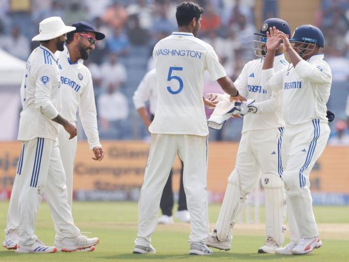 IND vs NZ 2nd Test Day 1 New Zealand 1st Innings 259 all out Washington Sundar picks seven wickets | पुण्याच्या मैदानात Washington Sundar चा जलवा! न्यूझीलंडचा पहिला डाव २५९ धावांत आटोपला