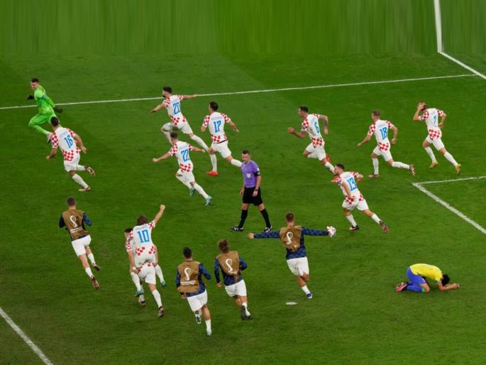 fifa world cup 2022 croatia beat brazil 4 2 on penalties in quarter finals of fifa world cup 2022 and qualify for semi finals | Fifa World Cup 2022: वर्ल्ड कपचा दावेदार ब्राझील बेजार; क्रोएशियाने पेनल्टीत केले शूट OUT! fifa world cup 2022 croatia beat brazil 4 2 on penalties in quarter finals of fifa world cup 2022 and qualify for semi finals | Fifa World Cup 2022: वर्ल्ड कपचा दावेदार ब्राझील बेजार; क्रोएशियाने पेनल्टीत केले शूट OUT!