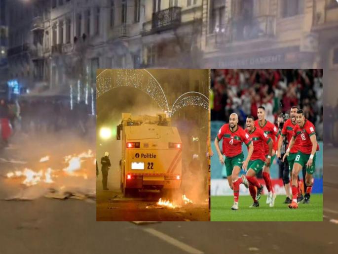 FIFA World Cup 2022: Violence, riots, arson as angry fans march from France to Brussels after Morocco defeat | FIFA World Cup 2022: मोरक्कोच्या पराभवानंतर हिंसाचार, संतप्त फॅन्सचा फ्रान्सपासून ब्रुसेल्सपर्यंत धुमाकूळ, हाणामारी, जाळपोळ FIFA World Cup 2022: Violence, riots, arson as angry fans march from France to Brussels after Morocco defeat | FIFA World Cup 2022: मोरक्कोच्या पराभवानंतर हिंसाचार, संतप्त फॅन्सचा फ्रान्सपासून ब्रुसेल्सपर्यंत धुमाकूळ, हाणामारी, जाळपोळ