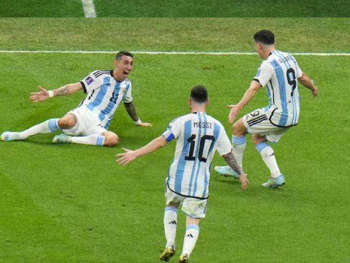 Fifa World Cup Final 2022 Live Updates : Half Time Argentina 2-0 France :  Goals from Lionel Messi and Angel Di Maria put Argentina in the clear, A poor first half from France, can they claw it back?   | Fifa World Cup Final : दमलेल्या फ्रान्सची कहाणी, अर्जेंटिनाची लै भारी कामगिरी! घोंगावले मेस्सीमय 'निळे' वादळ Fifa World Cup Final 2022 Live Updates : Half Time Argentina 2-0 France :  Goals from Lionel Messi and Angel Di Maria put Argentina in the clear, A poor first half from France, can they claw it back?   | Fifa World Cup Final : दमलेल्या फ्रान्सची कहाणी, अर्जेंटिनाची लै भारी कामगिरी! घोंगावले मेस्सीमय 'निळे' वादळ