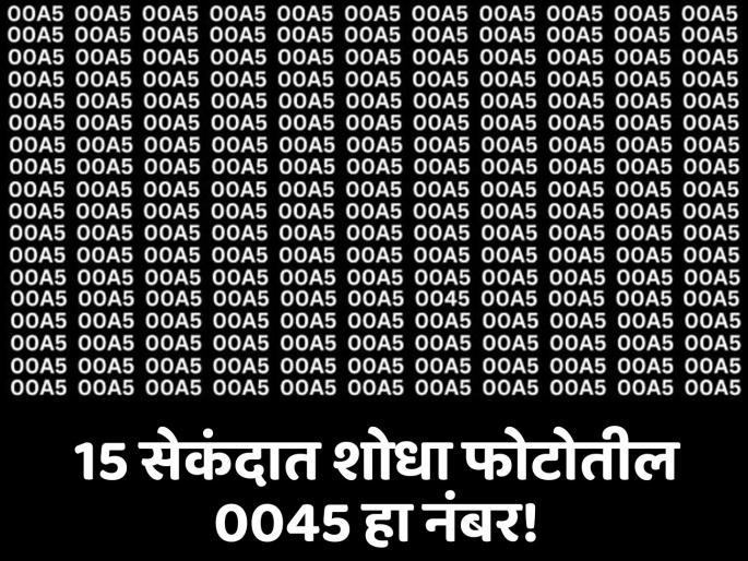 Discover The Hidden Number 0045 In This Optical Illusion | चॅलेंज! 15 सेकंदात शोधून दाखवा फोटोतील 0045 हा वेगळा नंबर, 90 टक्के लोक झाले फेल! Discover The Hidden Number 0045 In This Optical Illusion | चॅलेंज! 15 सेकंदात शोधून दाखवा फोटोतील 0045 हा वेगळा नंबर, 90 टक्के लोक झाले फेल!