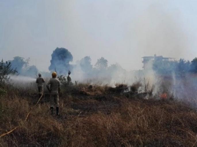 Goa Grass fire near petrol pump in Harmal panic in the area | गोवा : हरमल येथे पेट्रोल पंपानजिकच्या गवतास आग, परिसरात घबराट Goa Grass fire near petrol pump in Harmal panic in the area | गोवा : हरमल येथे पेट्रोल पंपानजिकच्या गवतास आग, परिसरात घबराट