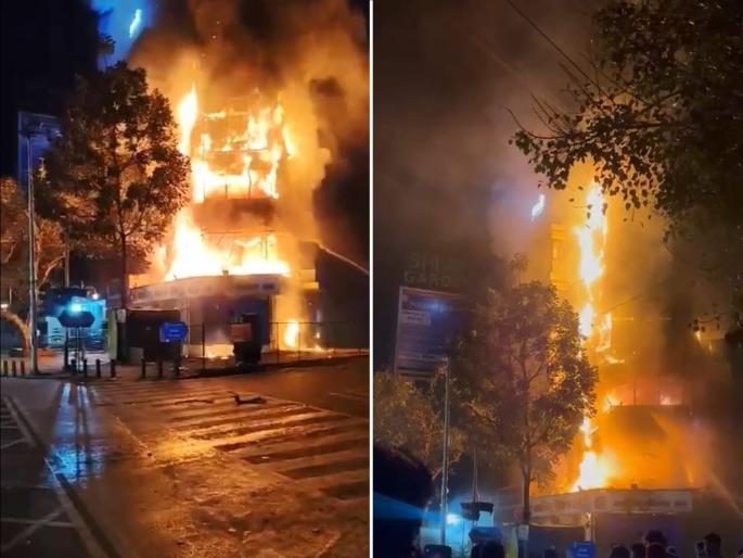 Massive fire breaks out in building in Rahatani; Cloth shop, dental clinic equipment gutted, loss of Rs 1 crore | रहाटणी येथे इमारतीला भीषण आग; कापड दुकान, डेंटल क्लिनिकमधील साहित्य जळून खाक, १ कोटींचे नुकसान Massive fire breaks out in building in Rahatani; Cloth shop, dental clinic equipment gutted, loss of Rs 1 crore | रहाटणी येथे इमारतीला भीषण आग; कापड दुकान, डेंटल क्लिनिकमधील साहित्य जळून खाक, १ कोटींचे नुकसान