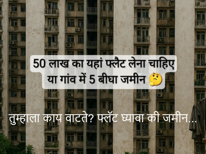 Should you buy a flat worth 50 lakhs or land in your village for the same amount? A debate has started on social media... | ५० लाखांचा फ्लॅट घ्यायचा की गावी त्याच पैशांची जमीन? सोशल मीडियावर वाद सुरु झाला...