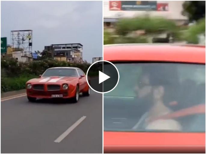 former indian captain MS Dhoni driving 1973 Pontiac Trans Am SD-455 in Ranchi, watch here viral video  | गाड्यांचा शौकीन माहीची नवीन झलक; रांचीच्या रस्त्यावर धोनीची भटकंती, video viral