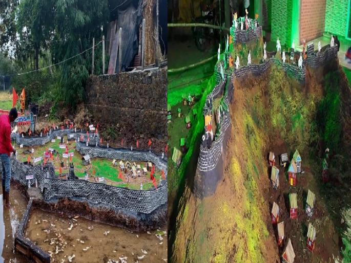 Replicas of forty forts of the state are being built in Ambavade village in Satara | साताऱ्यातील 'या' गावात साकारतायत राज्यातील चाळीस किल्ल्यांच्या प्रतिकृती, इतिहासही ऐकण्याची व्यवस्था Replicas of forty forts of the state are being built in Ambavade village in Satara | साताऱ्यातील 'या' गावात साकारतायत राज्यातील चाळीस किल्ल्यांच्या प्रतिकृती, इतिहासही ऐकण्याची व्यवस्था