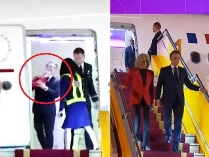 French President's wife slapped him in front of everyone Emmanuel Macron started hiding his face, watch VIDEO | फ्रान्सच्या राष्ट्रपतींना पत्नीनं सर्वांसमोर मारली थापड? तोंड लपवू लागले इमॅन्युएल मॅक्रॉन, बघा VIDEO French President's wife slapped him in front of everyone Emmanuel Macron started hiding his face, watch VIDEO | फ्रान्सच्या राष्ट्रपतींना पत्नीनं सर्वांसमोर मारली थापड? तोंड लपवू लागले इमॅन्युएल मॅक्रॉन, बघा VIDEO