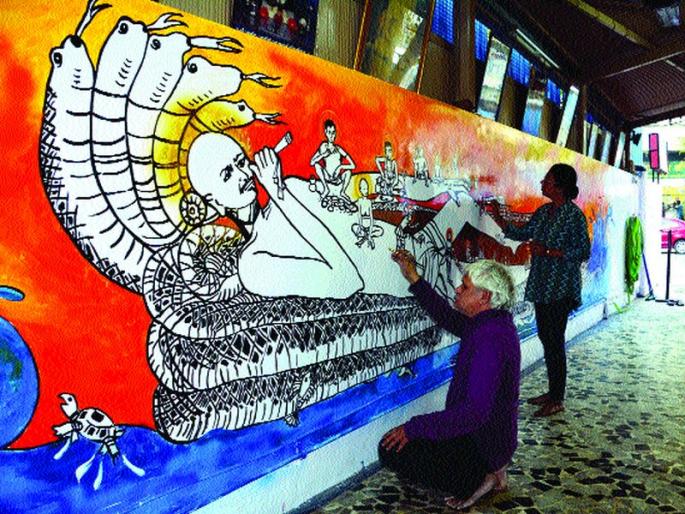 Picture of Gaton Gajanan Maharaj in Thane | ठाण्यामध्ये रेखाटले गजानन महाराजांचे चित्र Picture of Gaton Gajanan Maharaj in Thane | ठाण्यामध्ये रेखाटले गजानन महाराजांचे चित्र