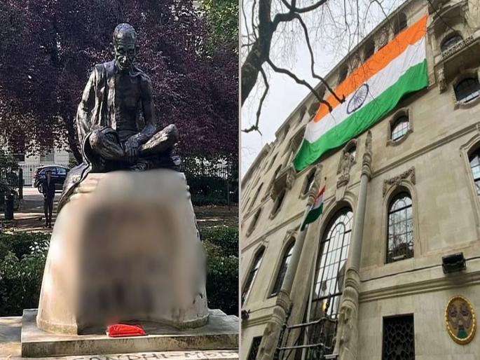 India strongly condemns the shameful act Vandalism of the statue of Mahatma Gandhi at Tavistock Square in London | अहिंसेवर हिंसक हल्ला! लंडनमध्ये महात्मा गांधी यांच्या पुतळ्याची विटंबना; भारतानं केला तीव्र निषेध