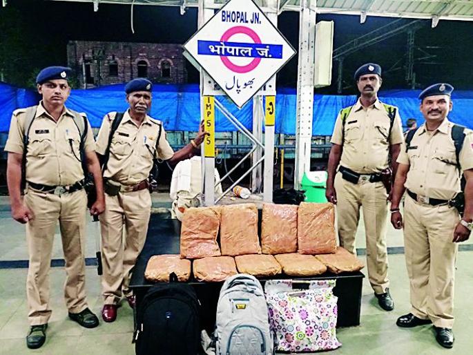1.9 lakh ganja seized in Samparkkranti Express | संपर्कक्रांती एक्स्प्रेसमध्ये १.९० लाखाचा गांजा जप्त
