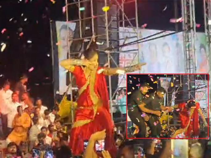 Gautami Patil collapsed on the stage while dancing, the incident happened during the Dahihandi festival in Sangli | बेभान होऊन नाचताना गौतमी पाटील स्टेजवर कोसळली, सांगलीतील दहीहंडी उत्सवात घडली घटना video Gautami Patil collapsed on the stage while dancing, the incident happened during the Dahihandi festival in Sangli | बेभान होऊन नाचताना गौतमी पाटील स्टेजवर कोसळली, सांगलीतील दहीहंडी उत्सवात घडली घटना video