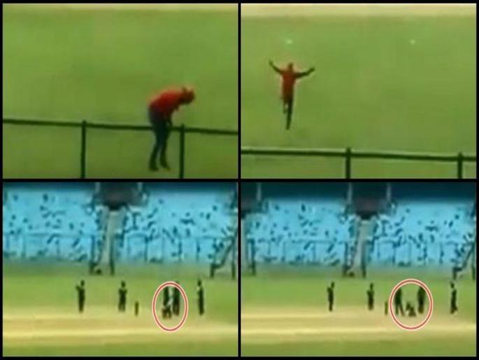 For Gautam Gambhir, he took a jump from the 12-feet security wall | गौतम गंभीरसाठी त्याने घेतली १२ फुटांच्या सुरक्षा भिंतीवरून उडी