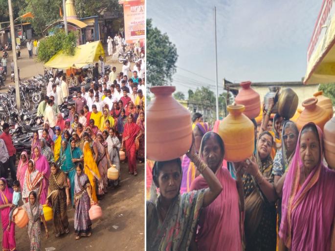 Water in the dam, so why not in the village? Ghagar morcha drawn by women | धरणात पाणी, मग गावात का नाही? महिलांनी काढला घागर माेर्चा Water in the dam, so why not in the village? Ghagar morcha drawn by women | धरणात पाणी, मग गावात का नाही? महिलांनी काढला घागर माेर्चा