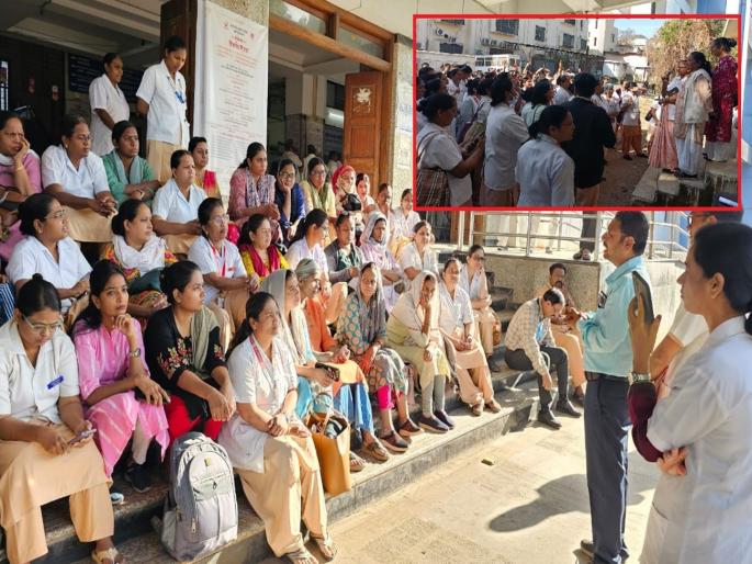 Nurses strike at Chhatrapati Sambhajinagar's district and ghati hospital | छत्रपती संभाजीनगरात घाटी, जिल्हा रुग्णालयात परिचारिकांचे काम बंद आंदोलन Nurses strike at Chhatrapati Sambhajinagar's district and ghati hospital | छत्रपती संभाजीनगरात घाटी, जिल्हा रुग्णालयात परिचारिकांचे काम बंद आंदोलन