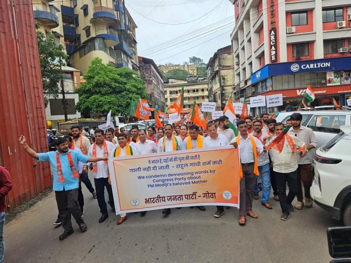 goa bjp workers protest against rahul gandhi | राहुल गांधींचा भाजपा कार्यकर्त्यांकडून निषेध goa bjp workers protest against rahul gandhi | राहुल गांधींचा भाजपा कार्यकर्त्यांकडून निषेध