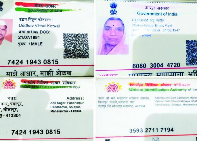 Counterfeit Aadhaar card base for Vitthal display | विठ्ठलाच्या दर्शनासाठी बनावट आधारकार्डाचा आधार Counterfeit Aadhaar card base for Vitthal display | विठ्ठलाच्या दर्शनासाठी बनावट आधारकार्डाचा आधार
