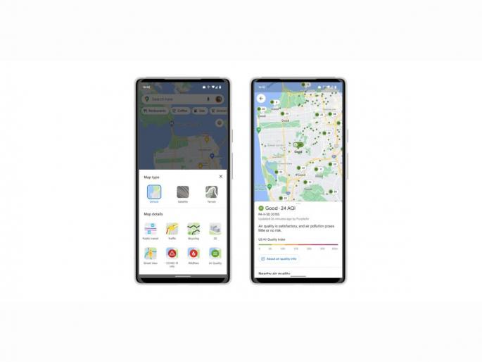 Google Maps On Android And iOS Now Show Air Quality Details Of A Particular Area That They Select  | गुगल मॅप्सवर जीव वाचवणारं नवीन फिचर; घराबाहेर पडण्याआधी जाणून घ्या हवेतील प्रदूषणाची पातळी  Google Maps On Android And iOS Now Show Air Quality Details Of A Particular Area That They Select  | गुगल मॅप्सवर जीव वाचवणारं नवीन फिचर; घराबाहेर पडण्याआधी जाणून घ्या हवेतील प्रदूषणाची पातळी