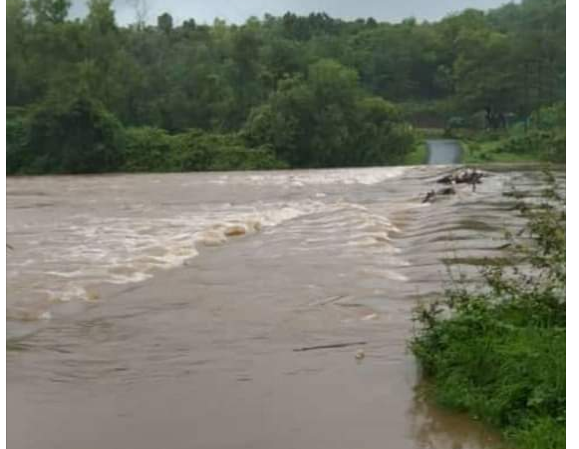 The Kirlos Dam on the Gadandi River is under water | गडनदीवरील किर्लोस बंधारा पाण्याखाली The Kirlos Dam on the Gadandi River is under water | गडनदीवरील किर्लोस बंधारा पाण्याखाली