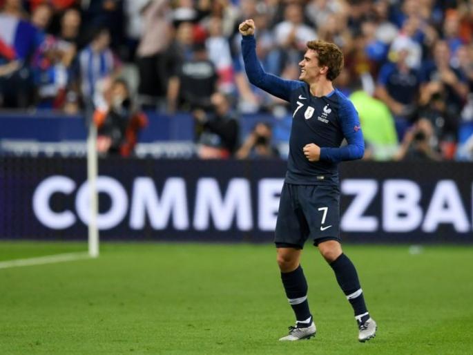 UEFA Nations League: World champion France beat Germany, but world is talking about Antoine Griezmann header | UEFA Nations League : विश्वविजेत्या फ्रान्सचा जर्मनीला धक्का, पण चर्चा ग्रिझमच्या हेडरची...