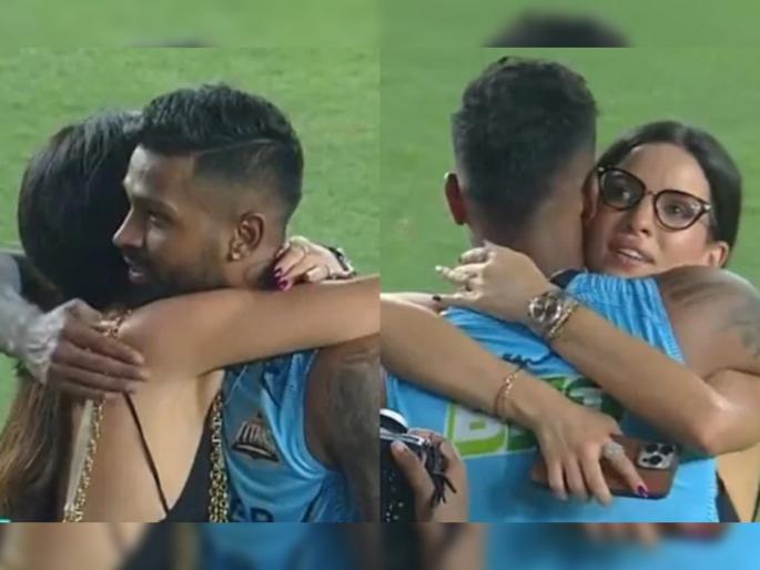 IPL 2022 Finals RR vs GT Live Updates : Natasa Stankovic breaks down after meeting husband Hardik Pandya post Gujarat Titans’ title win in Ahmedabad, Video   | Hardik Pandya IPL 2022 Finals RR vs GT Live Updates : गुजरात टायटन्सच्या विजयानंतर नताशा स्टँकोव्हिचला झाले अश्रू अनावर, हार्दिक पांड्याला दिली 'झप्पी', Video 