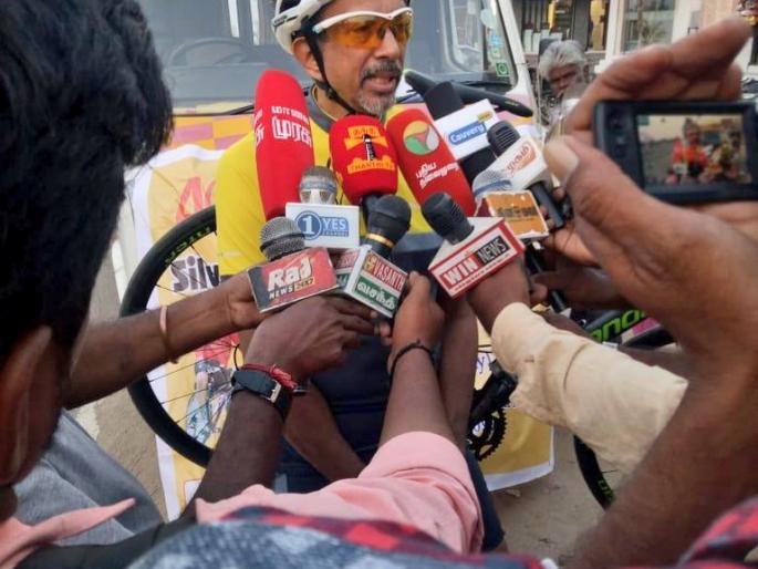 Kerala's 70-year-old Haribaskaran on Monday in Kolhapur | केरळचे ७० वर्षीय हरिबास्करन सोमवारी कोल्हापूरात, ४००० किलोमीटर सायकल प्रवास पूर्ण करणार