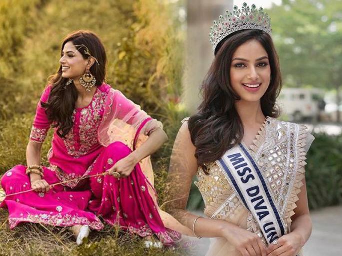 see this traditional look of Harnaz Sandhu ; Do you like this lehenga for Diwali? | हरनाझ संधूचा हा पारंपरिक लूक पाहिला; दिवाळीसाठी असा लेहंगा, बघा आवडतोय का?