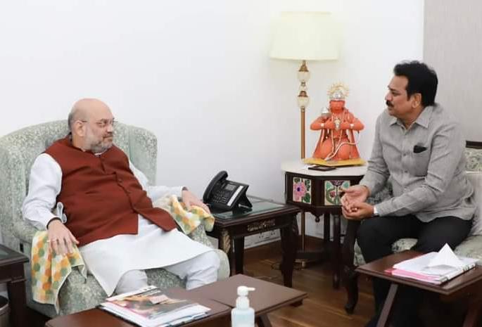 Meeting between Union Minister Amit Shah and Harshvardhan Patil in the Delhi | राजकारणातली मोठी घडामोड; केंद्रिय मंत्री अमित शाह अन् हर्षवर्धन पाटील यांच्यात दिल्ली दरबारी भेट
