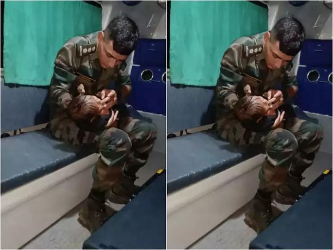 Army Officer Feeding : Photos of indian army officer feeding newborn baby goes viral | Army Officer Feeding : ट्रेनमध्ये भुकेलेल्या चिमुकल्याला भरवताना दिसला भारतीय जवान, फोटो पाहून तुम्हीही ठोकाल सलाम