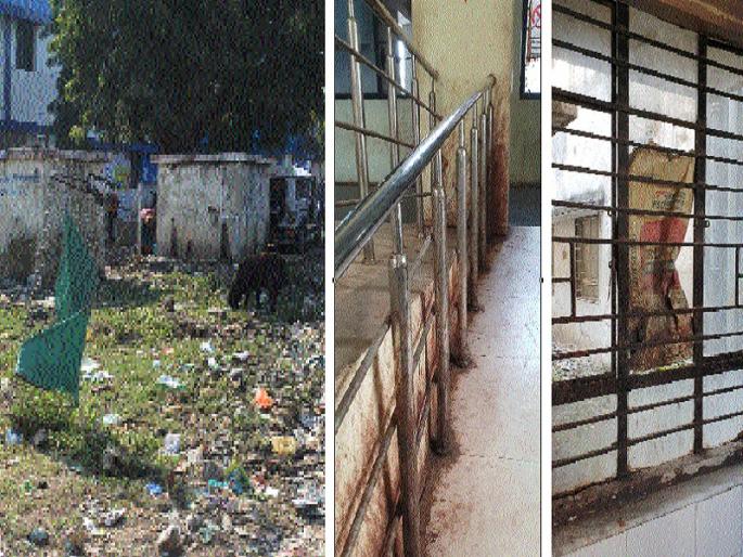 Hingoli District Hospital found in defiance of uncleanness | हिंगोली जिल्हा रूग्णालय सापडले अस्वच्छतेच्या विळख्यात; पिचकाऱ्यांनी रंगल्या भिंती Hingoli District Hospital found in defiance of uncleanness | हिंगोली जिल्हा रूग्णालय सापडले अस्वच्छतेच्या विळख्यात; पिचकाऱ्यांनी रंगल्या भिंती