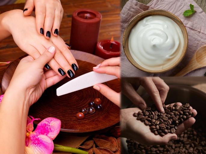 How to do manicure at home with curd and coffee. | पार्लरमध्ये जायला वेळ नाही? दही आणि काॅफीनं करा घरच्याघरी मेनिक्युअर, हात होतील मऊ मुलायम