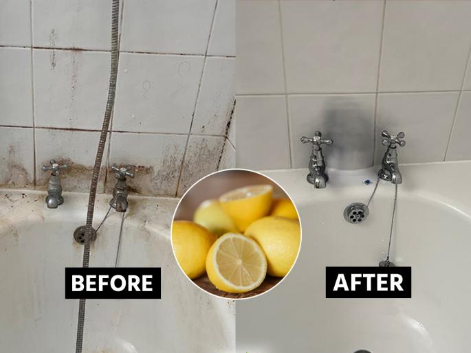 lemon cleaning hacks for bathroom natural way to clean bathroom tiles with lemon how to remove stains from bathroom using lemon | दिवाळीपूर्वी, फक्त अर्ध्या लिंबाच्या तुकड्याने करा बाथरुम स्वच्छ! काळे - पिवळे डाग निघून दिसेल नव्यासारखे लख्ख...