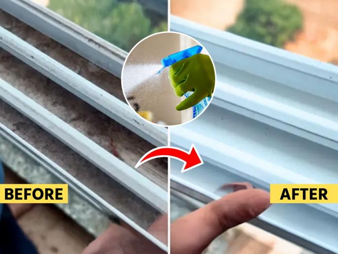 how to clean house window track easily in 10 minutes window track cleaning tips easy window track cleaning quick window track cleaning cleaning window tracks fast | स्लायडिंग खिडक्यांच्या ट्रॅकमध्ये घाण साचली? ४ सोप्या गोष्टी करा- खिडक्या होतील स्वच्छ लवकर...