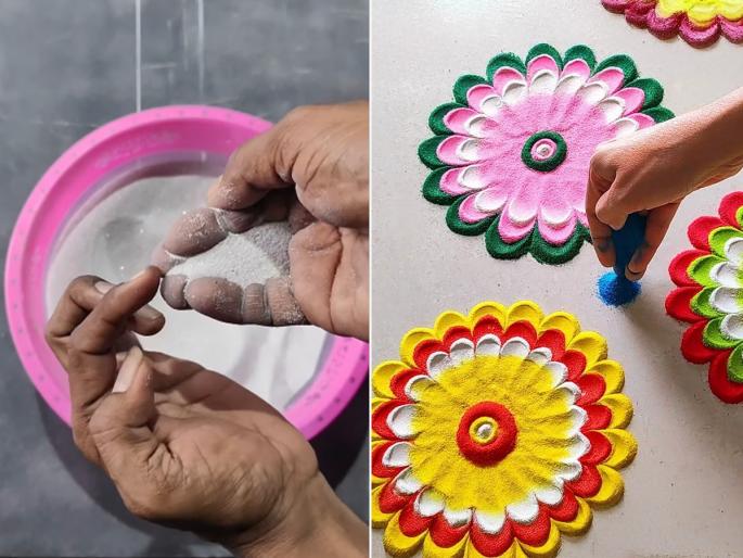 how to draw modern art rangoli, rangoli designs using 5 fingers  | Diwali 2025 : पाहा कशी काढायची ५ बोटांची पारंपरिक रांगोळी! सोपी ट्रिक- दिवाळीत अगदी सरसर काढाल मोठ्ठी रांगोळी