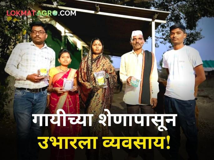 Economic processing Business from cow dung marathwada young man change village employement | कत्तलीसाठी जाणाऱ्या गायी विकत घेत शेणातून उभारला व्यवसाय! हजारोंची उलाढाल अन् रोजगारनिर्मिती