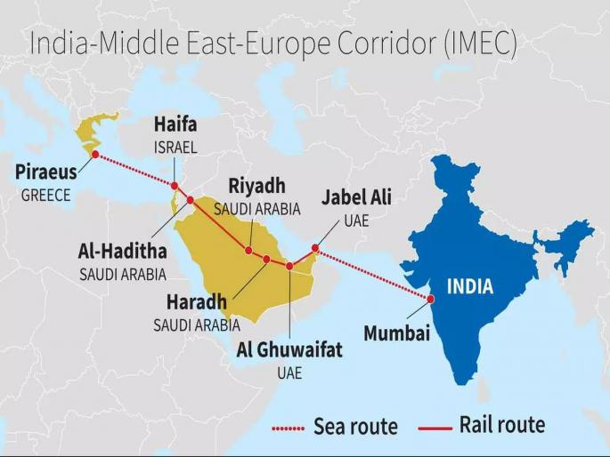 IMEC: Direct to Europe from Mumbai via Saudi! India-Middle East-Europe Economic Corridor Explained | आयमेक: मुंबईहून सौदीमार्गे थेट युरोप! वर्चस्ववादी आक्रमक चीनला वेसण बसणार IMEC: Direct to Europe from Mumbai via Saudi! India-Middle East-Europe Economic Corridor Explained | आयमेक: मुंबईहून सौदीमार्गे थेट युरोप! वर्चस्ववादी आक्रमक चीनला वेसण बसणार
