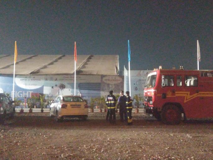 A fire at a transformer at the Jumbo Covid Center in Pimpri; The great calamity was averted | पिंपरीतील जम्बो कोविड सेंटरमधील ट्रान्सफार्मरला आग; सुदैवाने मोठा अनर्थ टळला A fire at a transformer at the Jumbo Covid Center in Pimpri; The great calamity was averted | पिंपरीतील जम्बो कोविड सेंटरमधील ट्रान्सफार्मरला आग; सुदैवाने मोठा अनर्थ टळला