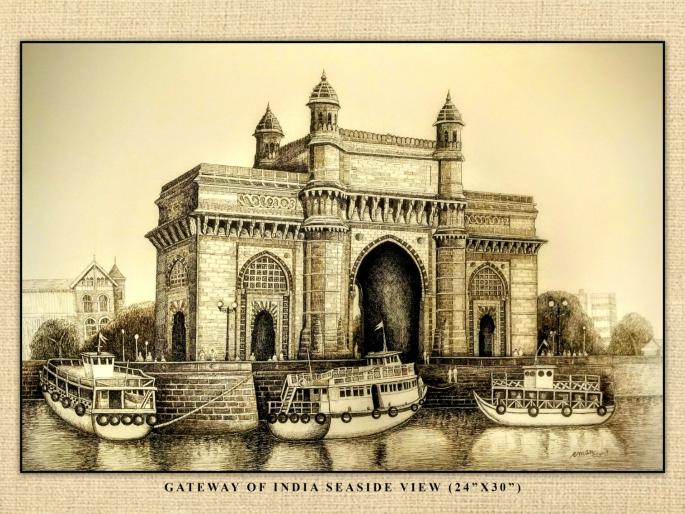 old mumbai drawn in ink exhibition by artist aman at jehangir art gallery | शाईतून रेखाटली जुनी मुंबई! कलाकार अमन यांचे जहांगीर कला दालनात प्रदर्शन old mumbai drawn in ink exhibition by artist aman at jehangir art gallery | शाईतून रेखाटली जुनी मुंबई! कलाकार अमन यांचे जहांगीर कला दालनात प्रदर्शन