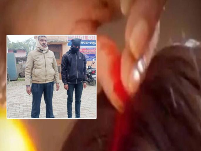 In Uttar Pradesh's Maharajganj, a accused held a knife to the throat of a 6th grade girl and stuffed vermilion in her throat | एकतर्फी प्रेमात तरूणाचे धक्कादायक कृत्य; 6वीतील मुलीच्या गळ्यावर सुरी ठेवली अन् भरला 'मांग में सिंदूर' In Uttar Pradesh's Maharajganj, a accused held a knife to the throat of a 6th grade girl and stuffed vermilion in her throat | एकतर्फी प्रेमात तरूणाचे धक्कादायक कृत्य; 6वीतील मुलीच्या गळ्यावर सुरी ठेवली अन् भरला 'मांग में सिंदूर'
