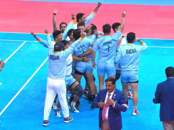 Asian Games 2023 : India Men’s kabaddi Team won Gold Medal after a thrilling final against iran   | Asian Games 2023 : कबड्डीत भारताचा 'आठवा'वा प्रताप! नाट्यमय सामन्यात इराणवर बाजी, गोल्डन कामगिरी Asian Games 2023 : India Men’s kabaddi Team won Gold Medal after a thrilling final against iran   | Asian Games 2023 : कबड्डीत भारताचा 'आठवा'वा प्रताप! नाट्यमय सामन्यात इराणवर बाजी, गोल्डन कामगिरी